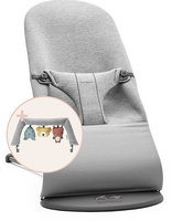 BABYBJORN - leżaczek BLISS 3D Jersey - Jasny Szary + Zabawka BALANCE - Soft Friends